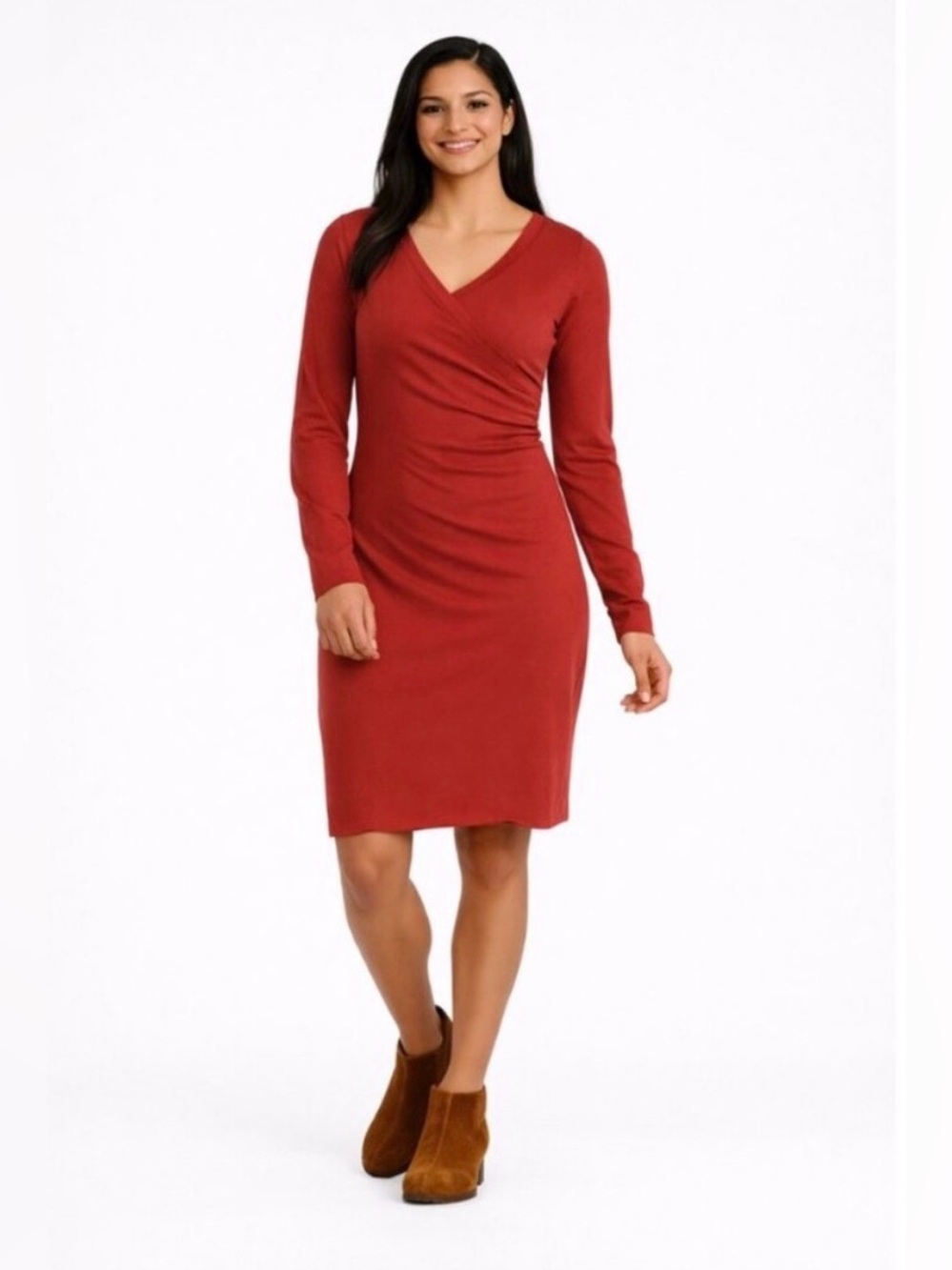 Kuhl Women’s Rust Colored Vienna Faux Wrap Long Sleeve Dress, Size XS